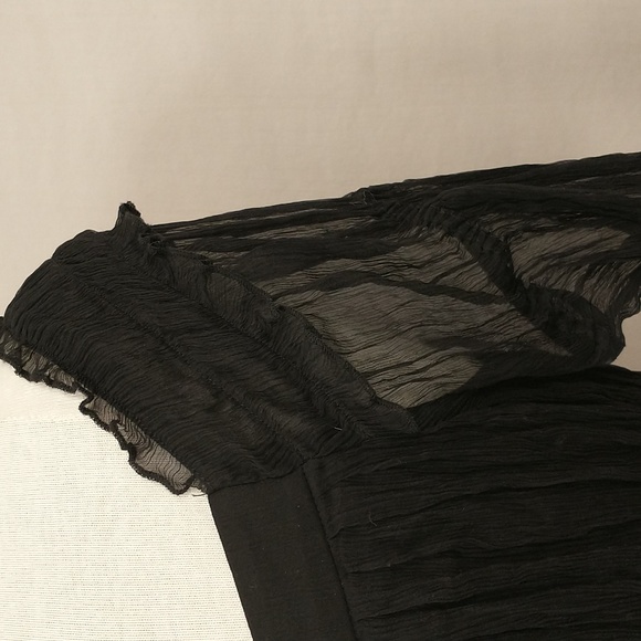 Sexy Feminine Black Silk Lace n Sheer Blouse Could be off shoulder High Quality - Picture 8 of 11